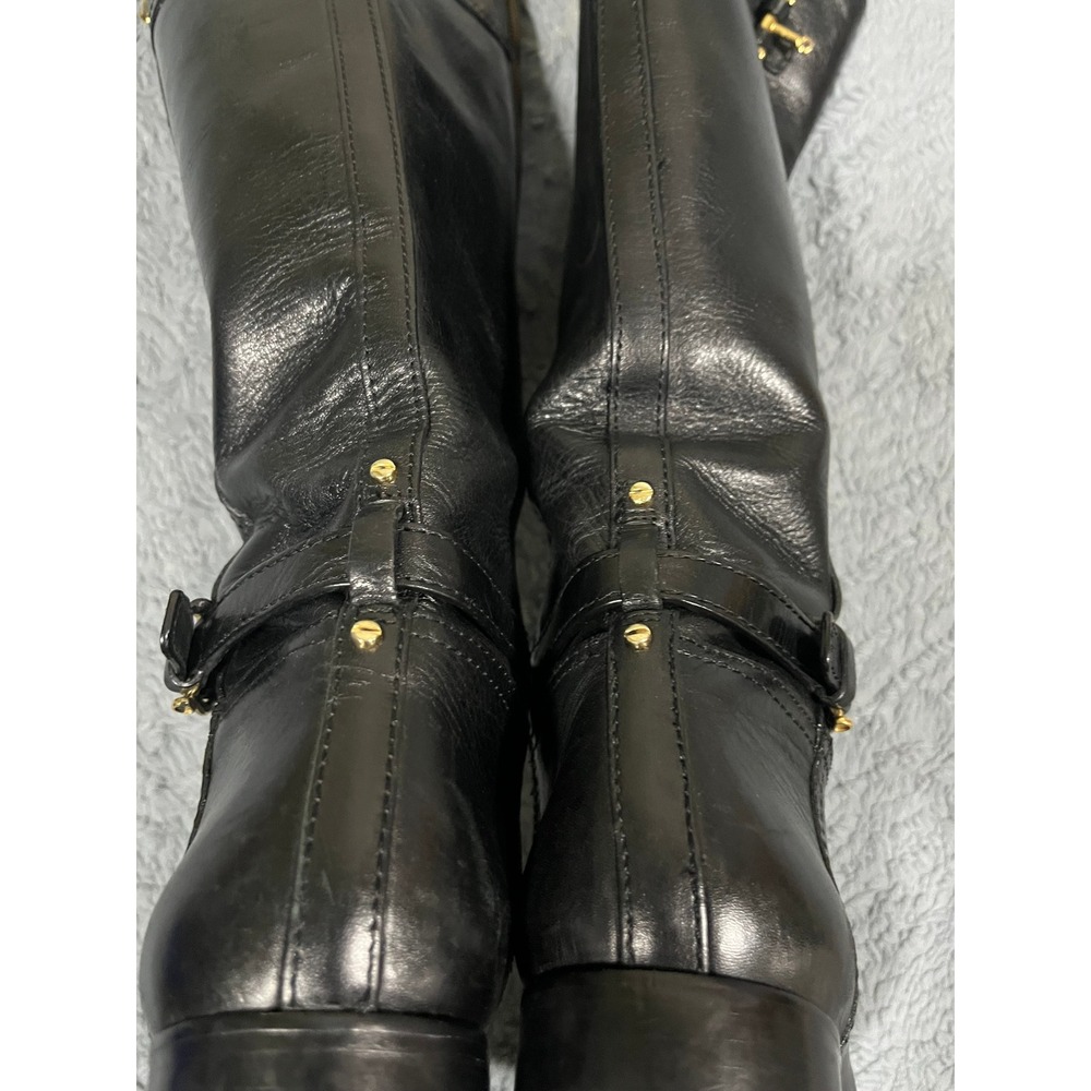 Tory Burch Nadine Womens Sz 7M Black Leather Knee High Tall Riding Boots Luxury - Picture 9 of 14